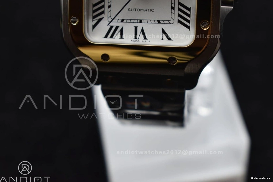 SmartLinks YG 1:1 1096 on Cartier SS MIYOTA YG Best V 35mm Bracelet 9015 BVF SS Dial Edition StreetReady de Santos White 0513